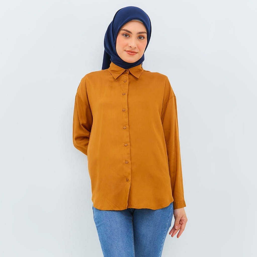 Flamoush Eshaal Brown Kemeja Oversize Wanita