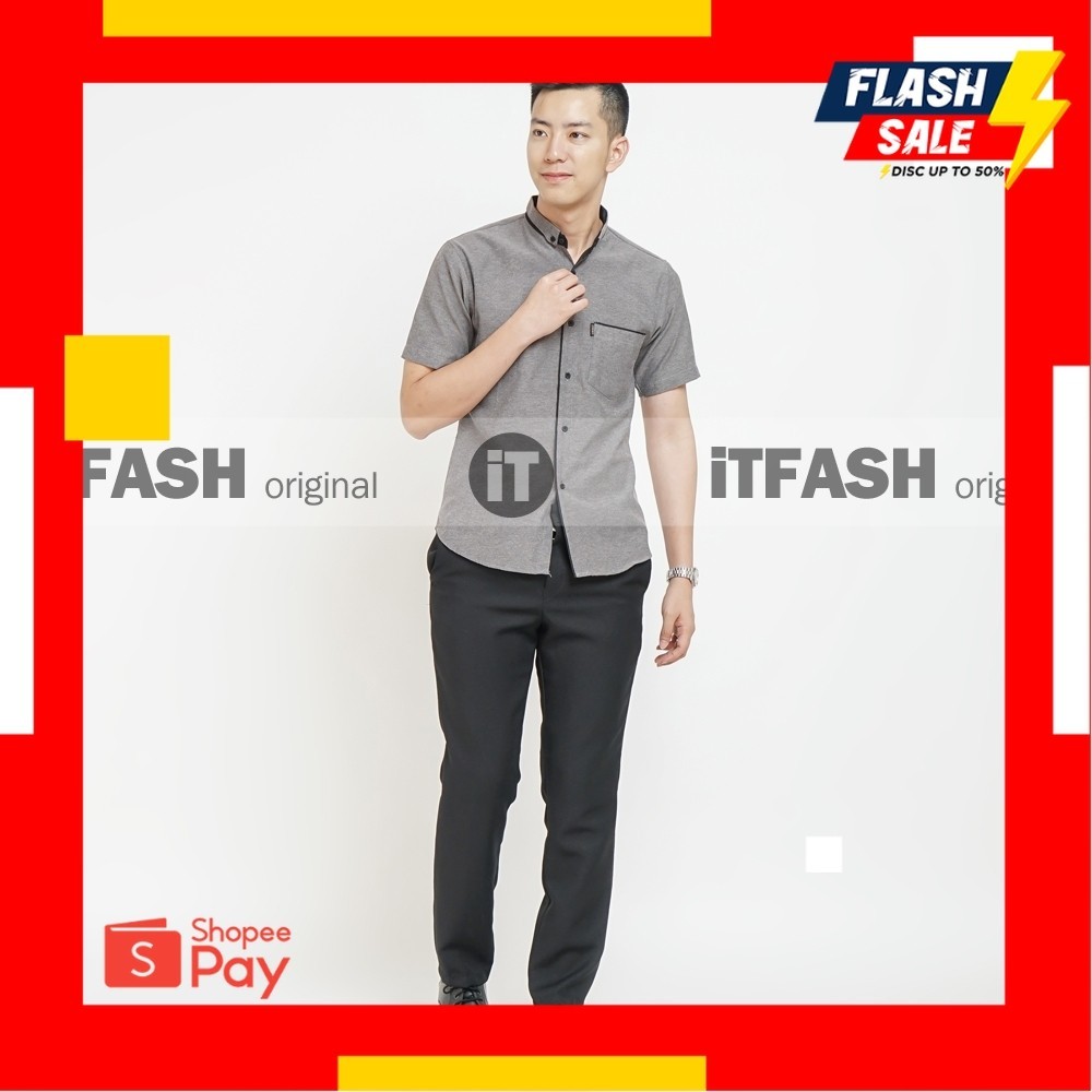 LEBARAN SALE 4.4 |  GROSIR TROLIS Original iTFASH LENGAN PENDEK LOWRD LOWV grosir kemeja baju ospot 