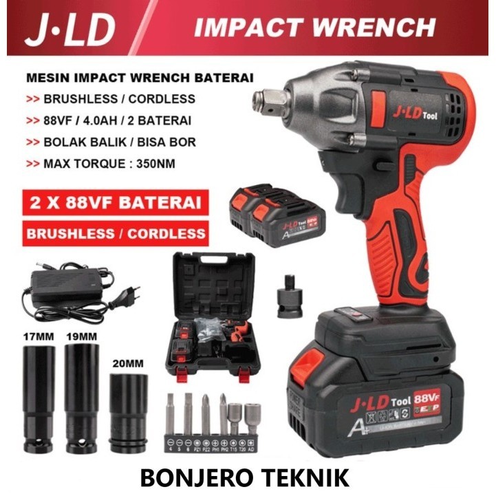 JLD Impact bor baterai 88VF mesin bor cas original baterai impek pengencang dan pembuka baut