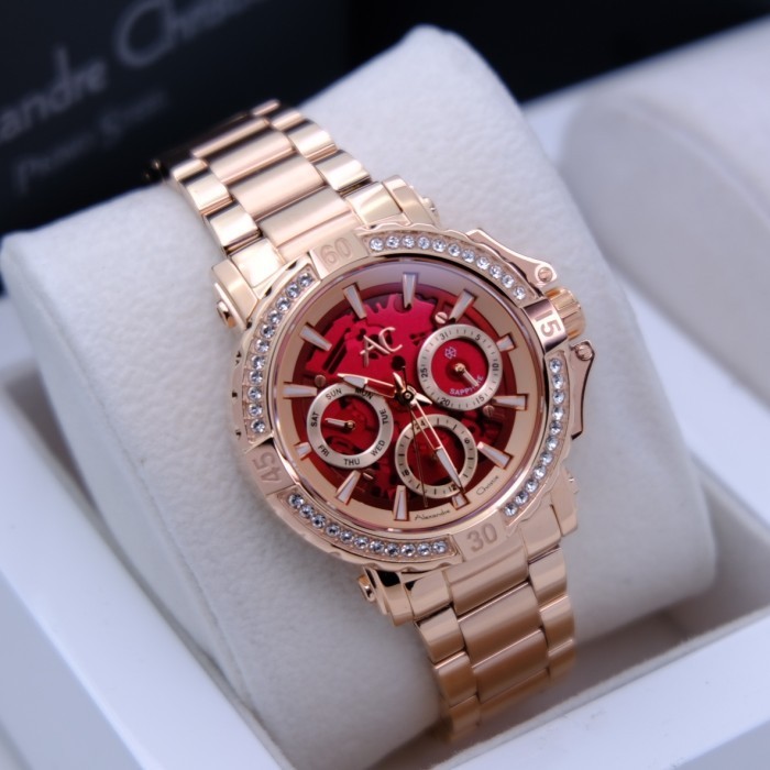 ALEXANDRE CHRISTIE AC 9205 / AC9205 ROSEGOLD RED SAPPHIRE WANITA ORI