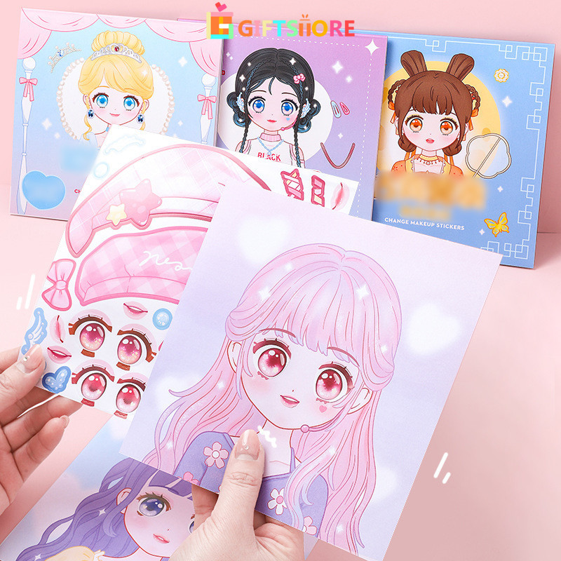 

✨COD Set Stiker Permainan Berdandan Putri Stiker Rias Putri Mainan Puzzle Anak-anak-GS
