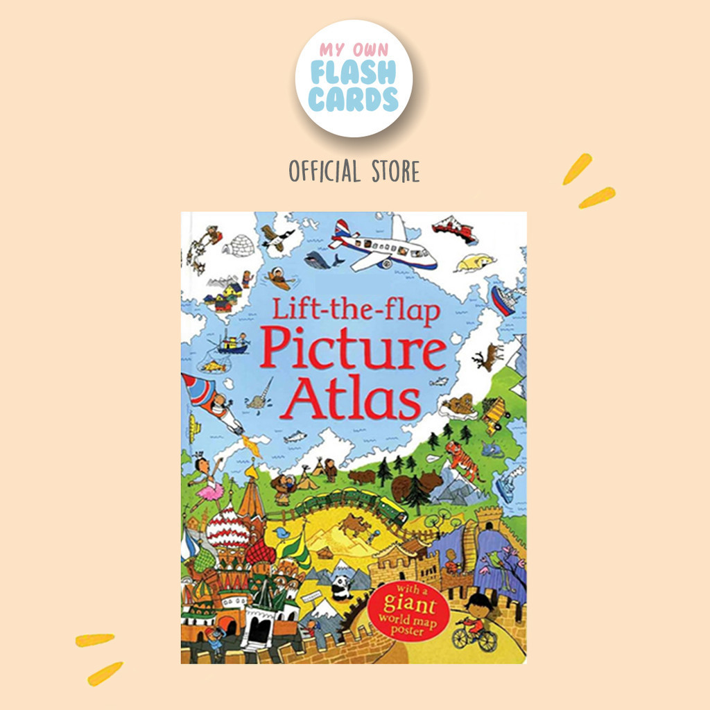 Picture Atlas Lift the Flap World Map Peta Dunia Children Book