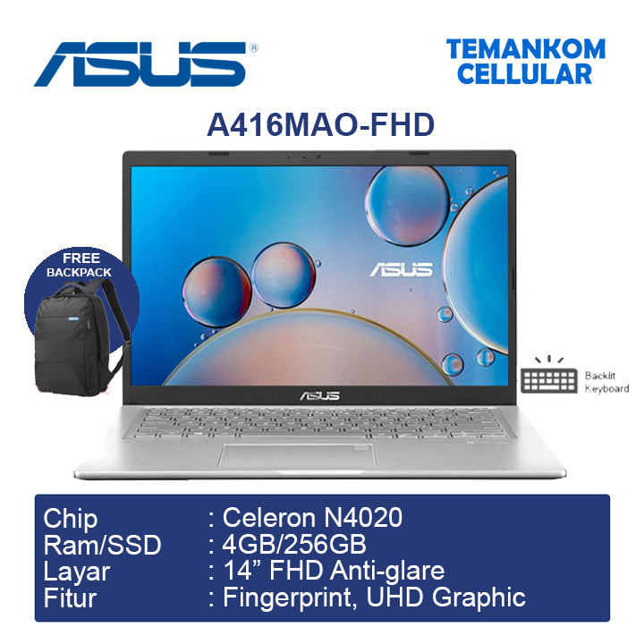 FROMO SPESIAL SHOP Laptop ASUS VivoBook A416MAO FHD425/426 Celeron N4020 4GB RAM 256GB SSD Garansi R