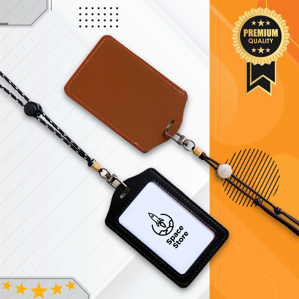 

Gantungan Name Tag Lanyard ID Card Holder Kulit Tali Premium SS01