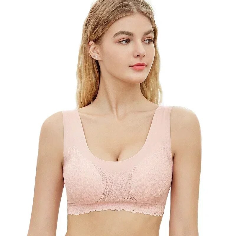 BH tanpa kelim untuk pakaian dalam wanita, BH renda seksi Brassiere olahraga bra tanpa kawat