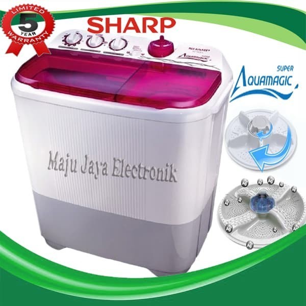 PROMO RAMADA SALEH  BISA COD Mesin Cuci 2 Tabung Sharp 8.5 KG AquaMagic Kering dan Cuci