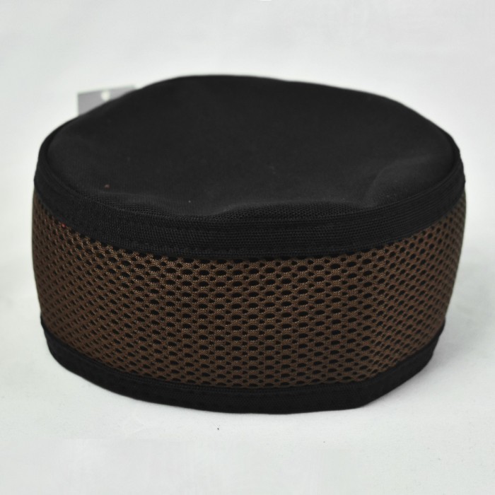 Peci kopiah taliban bahan kain kaos adem murah nyaman dipakai  - Hitam mix gold, No 6/54cm