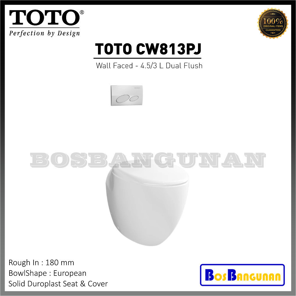 SPESIAL PROMO 70% Kloset Duduk TOTO CW813PJ / Wall Hung Closet Dual Flush ECO 4.5 L / Kloset Gantung