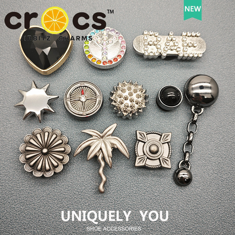 Metal jibbitz crocs charm Silver Alloy Shoe Buckle DIY High Quality Fashion Shoes Accessories