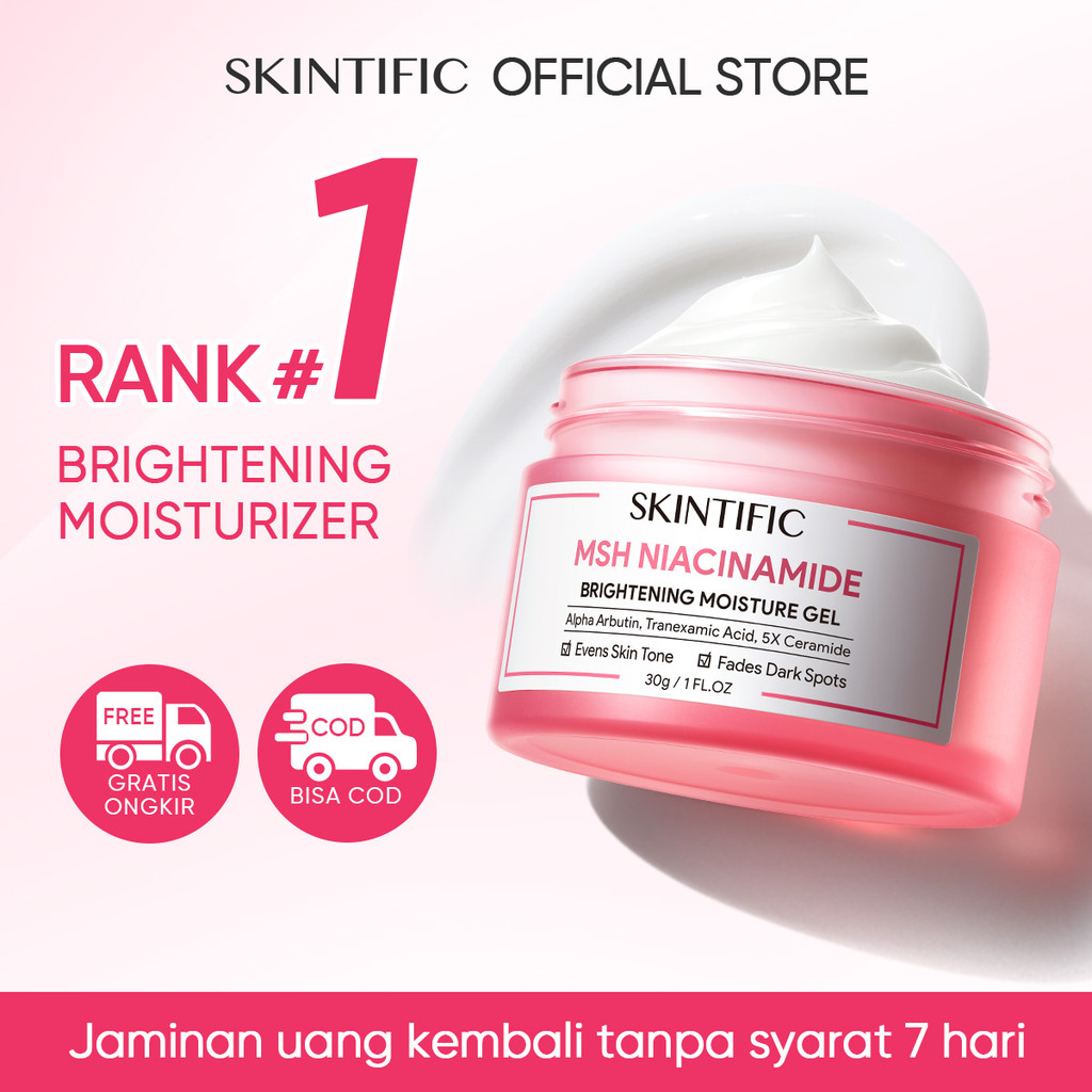 SKINTIFIC - MSH Niacinamide Brightening Moisturizer Gel 30g | brightening cream krim pencerah Dark S