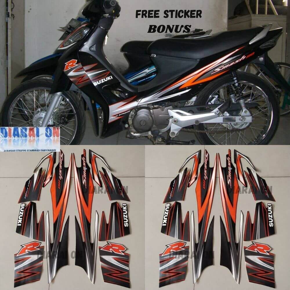 Striping Stiker Suzuki Smash 110 r 2008 2009 - Smash 110r Hitam Oren Murah