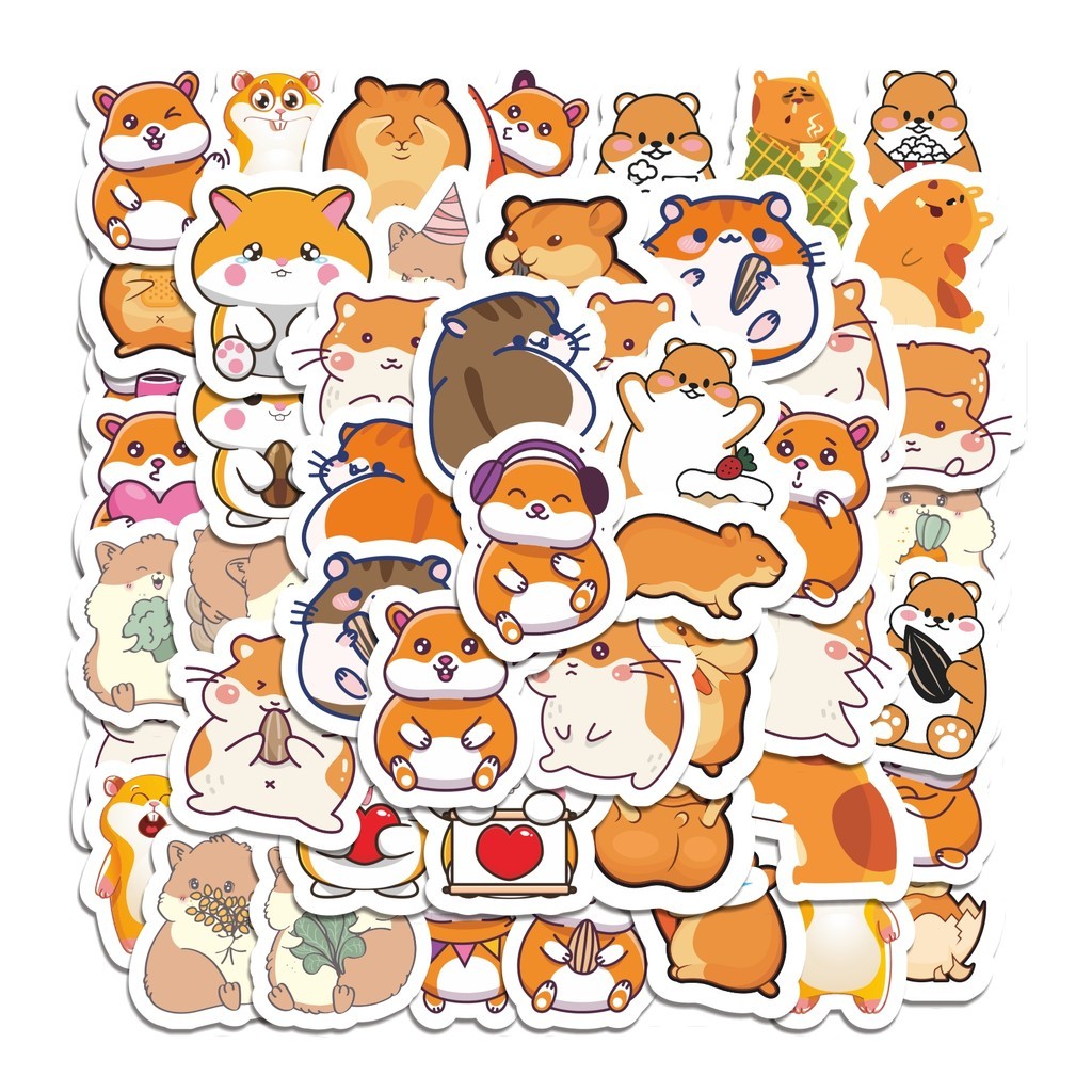 

COD 50 Pcs Stiker Kartun Hewan Hamster Lucu Anti Air Untuk Dekorasi Notebook Sepeda Skateboard Handphone