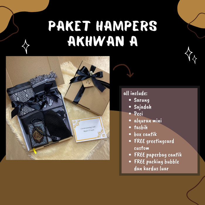 

[New Arrival]Promo!!! [HAMPERS AKHWAN SET] PECI TASBIH SAJADAH SARUNG KADO COWOK MUSLIM - SET A