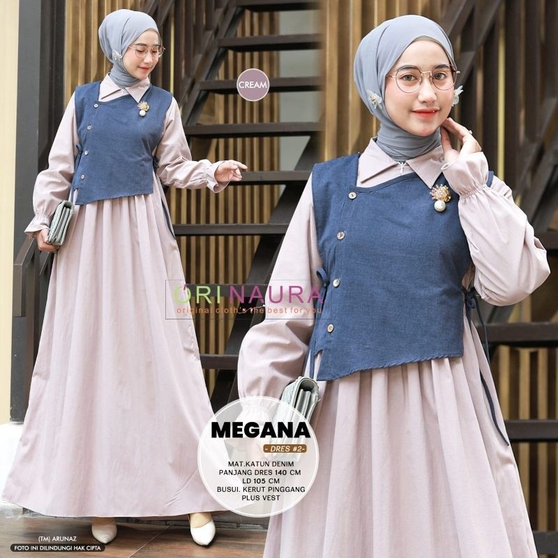 FG56NJ Gamis 2in1 Inner Dress dan Cardi/Vest || Megana #2 Dres || Megana Dres || Amilia  Plus Cardi 