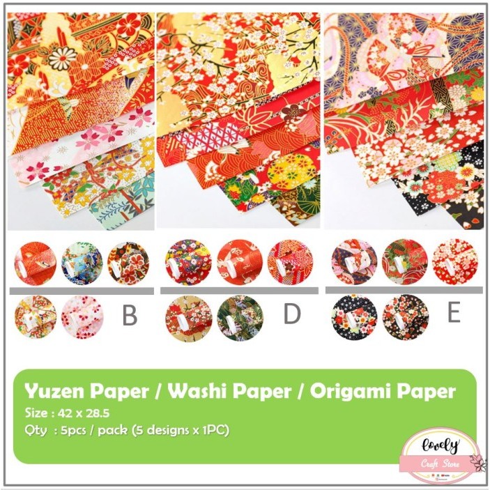 

5pcs (1pack) A3 42x29cm kertas origami jepang, washi, chiyogami, yuzen - Motif F