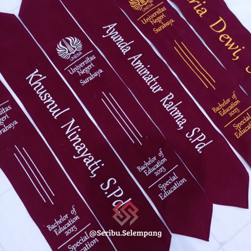 [KILAT 1 HARI JADI] Selempang leher tanpa tepi + logo/Selempang wisuda + logo/Selempang wisuda leher