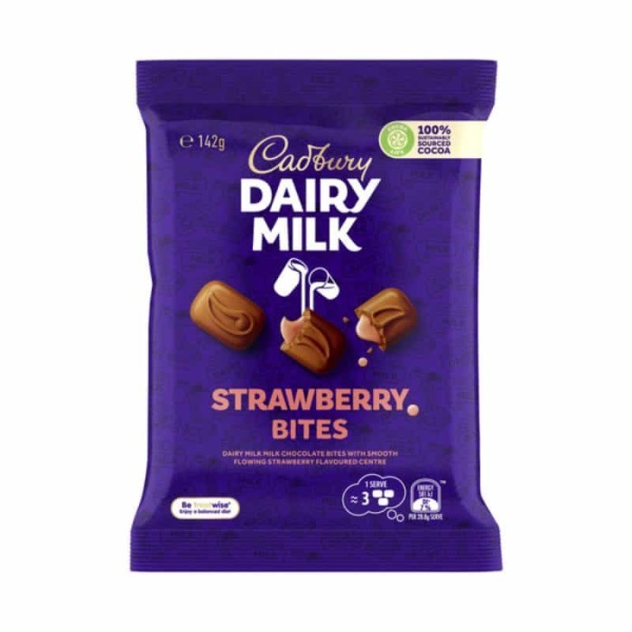 

Cokelat CADBURY Dairy Milk Strawberry Bites asal Australia