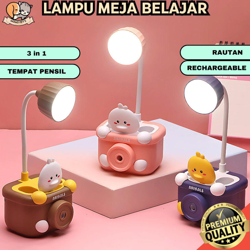 

Lampu Rautan Tempat Pensil Meja Belajar 3 in1 Pen Holder Sharpener Karakter Lucu LED