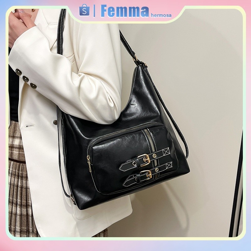 Kantong kasual koper kecil berkapasitas besar untuk wanita 2025 musim semi baru retro crossbody tas 