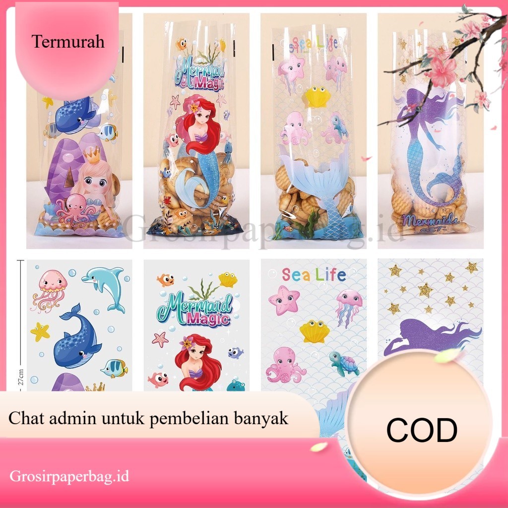 

50Pcs Plastik Kue Unicorn Mermaid Plastik Snack Ulang Tahun Bungkus Kado Lainnya, Cookies Bag untuk pesta yang sempurna