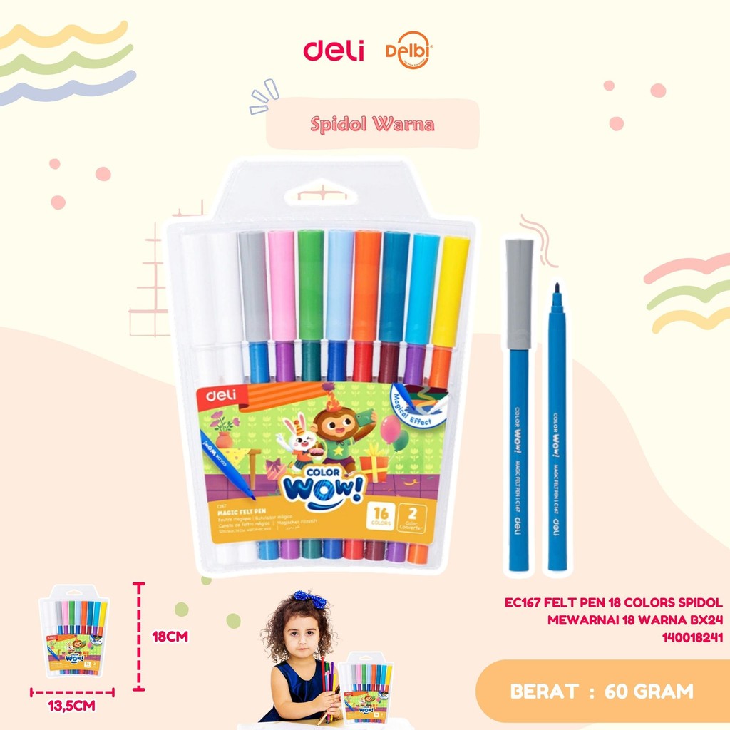 

DELI EC167 FELT PEN COLORS SPIDOL MEWARNAI