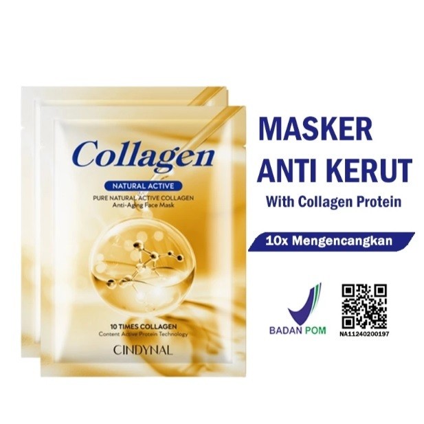 JJ - BPOM Cindynal Masker Wajah Kolagen Sheet Mask Peptides Collagen Anti aging Sadoer