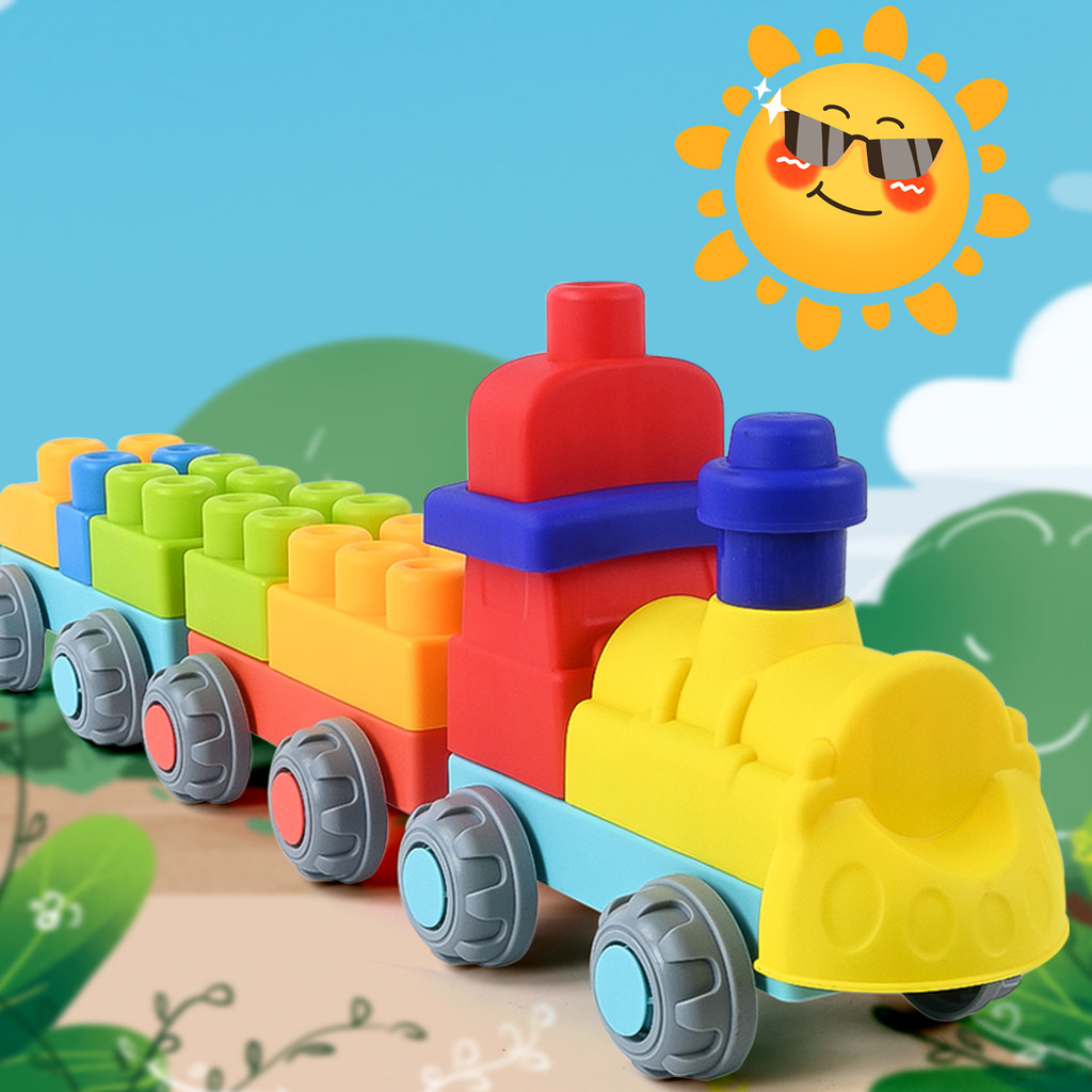 

New Upgraded Early Education Puzzle Assembly Toy, Chewable And Boiled Large Soft Rubber Building Block, DIY Large Size Toy, Than