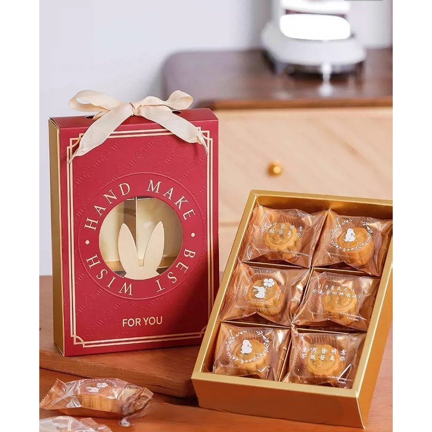 

pekanbaru / Mooncake Moon Cake Hampers Box / Kotak Kue Bulan Handle Tali Pita Sekat 6