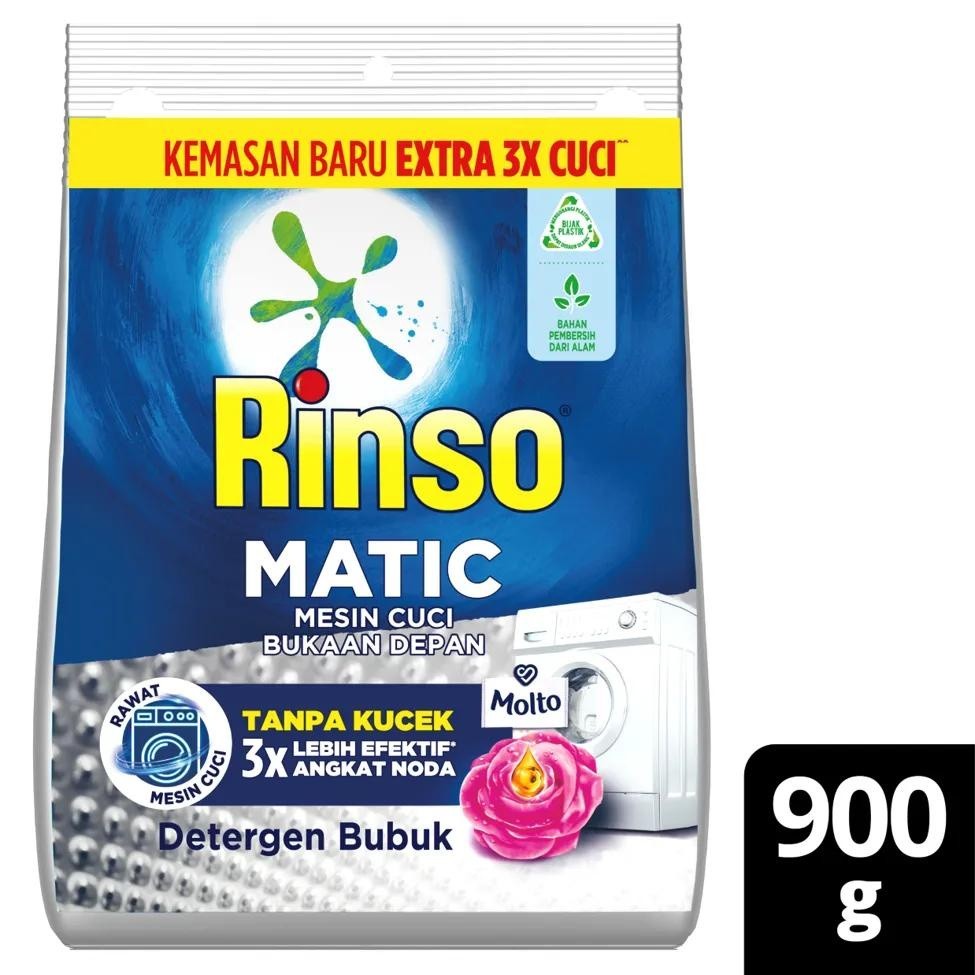 RINSO MATIC BUBUK BUKAAN DEPAN 1 POUCH UKURAN 900GRAM/ RINSO DETERGENT BUBUK  - ROCISHOP88 SEMBAKO