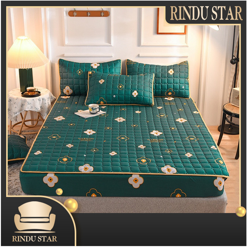 Rindu.Star Warna polos Sprei Breathable/ Sprei Protector bermotif / Sprei anti air ukuran  120x200 1