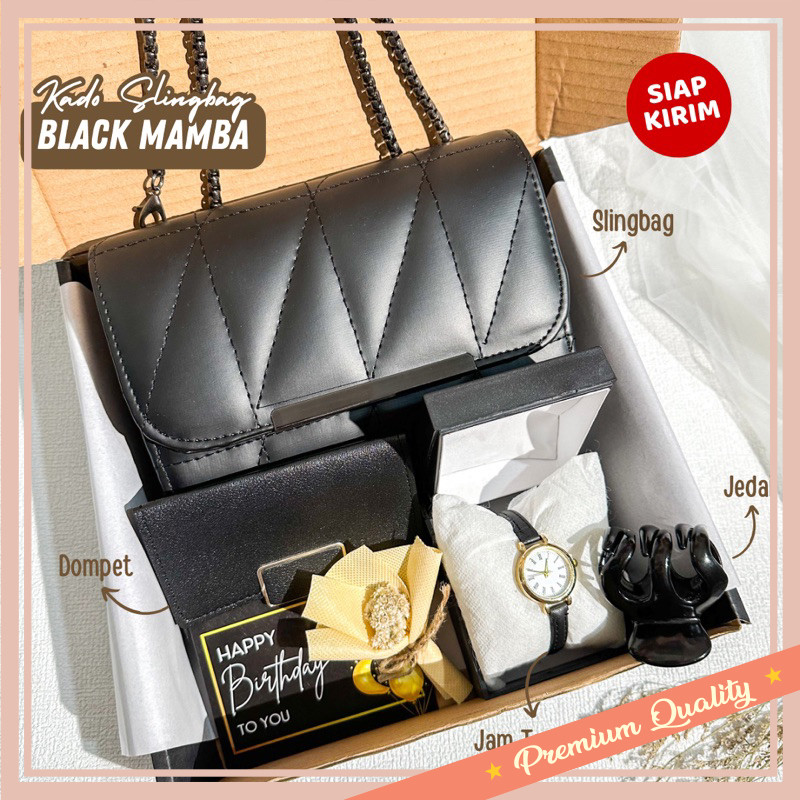 Hantaran Parcel Paket Hampers Keren Unik Lucu Murah /  - Kado Cewek Mamba Black Edition | Gift Box S