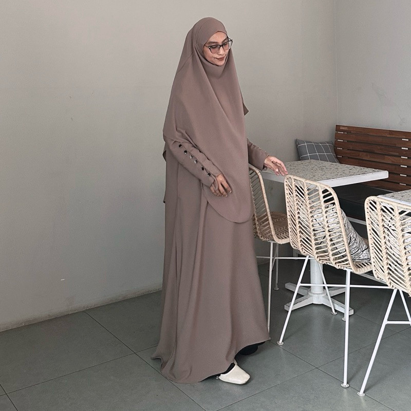 YB35TH JEMA ABAYA & FRENCH KHIMAR WOLFIS | hi.shafiyya hijab shafiyya abaya murah abaya arab abaya k