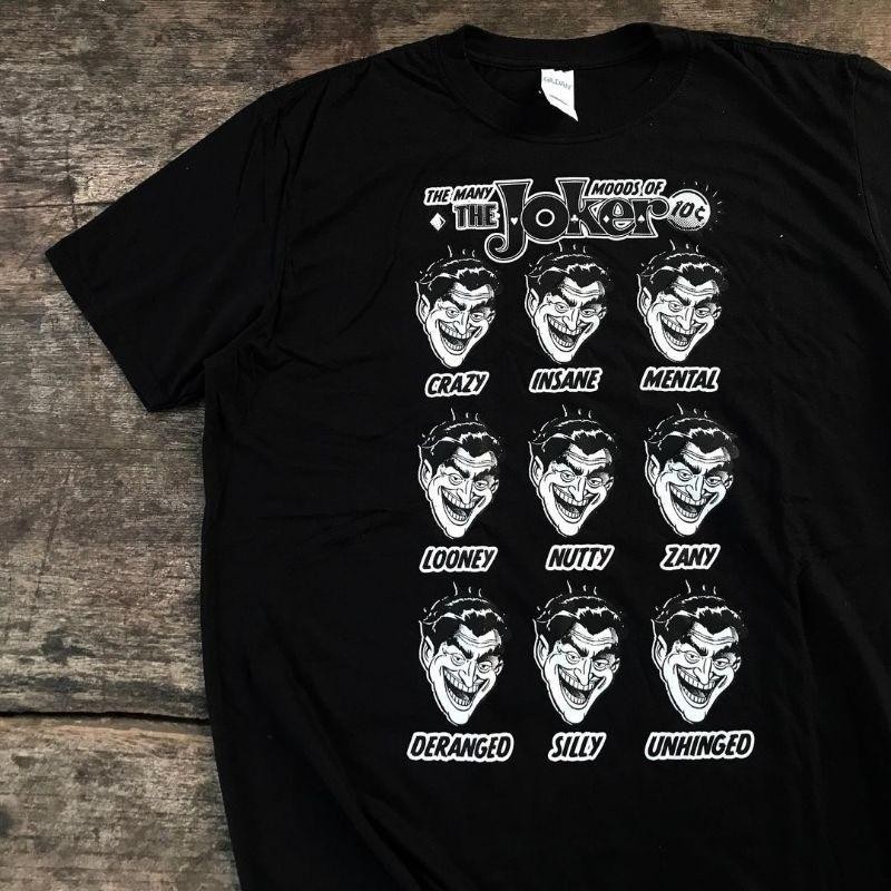 【DIS】 JOKER THE MANY MOODS OF THE HOKER TSHIRT BLACK Crew-neck fashion unisex T-shirt Menswear Top D