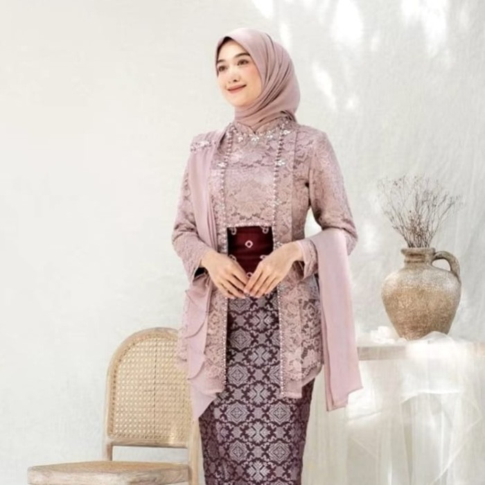 "V.NLN" - Kebaya Kutu Baru (Atasan Saja) Free Slendang dan Obi Belt Batik | Atasan Kebaya Wanita Kut