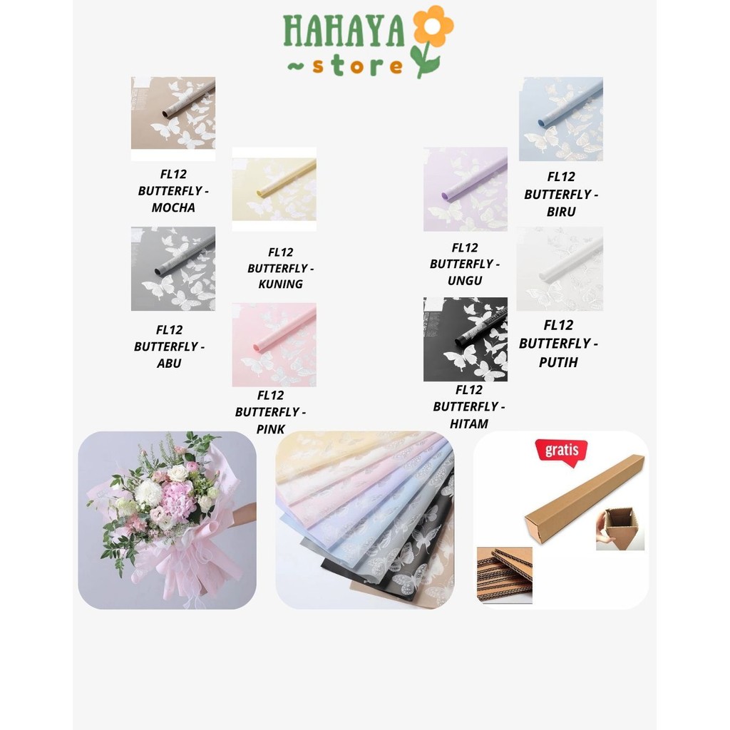 

HAHAYA - (5 LEMBAR) - FL12 BUTTERFLY DANCE Kertas Bunga Paper Buket Motif Kupu-kupu Modern Florist Cellophane