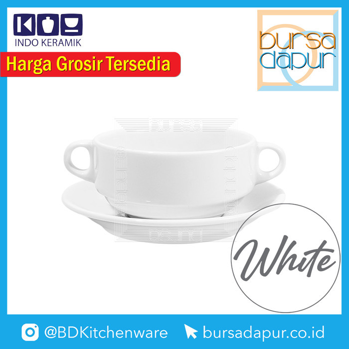 Indo Keramik Plain White Consomme Cup Saucer (CC/S) / Zuppa Soup Cup Saucer