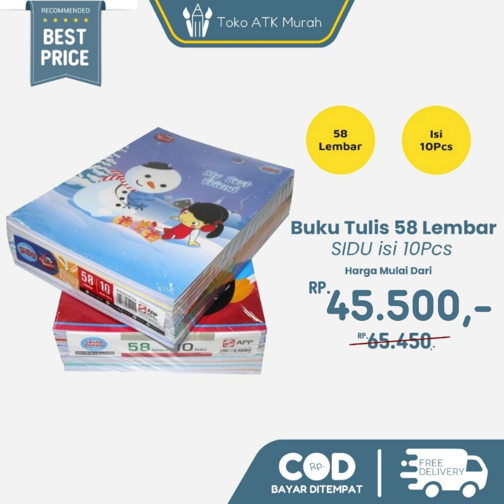 

Buku Tulis SIDU Sinar Dunia 58 Lembar Pak isi 10 Buku