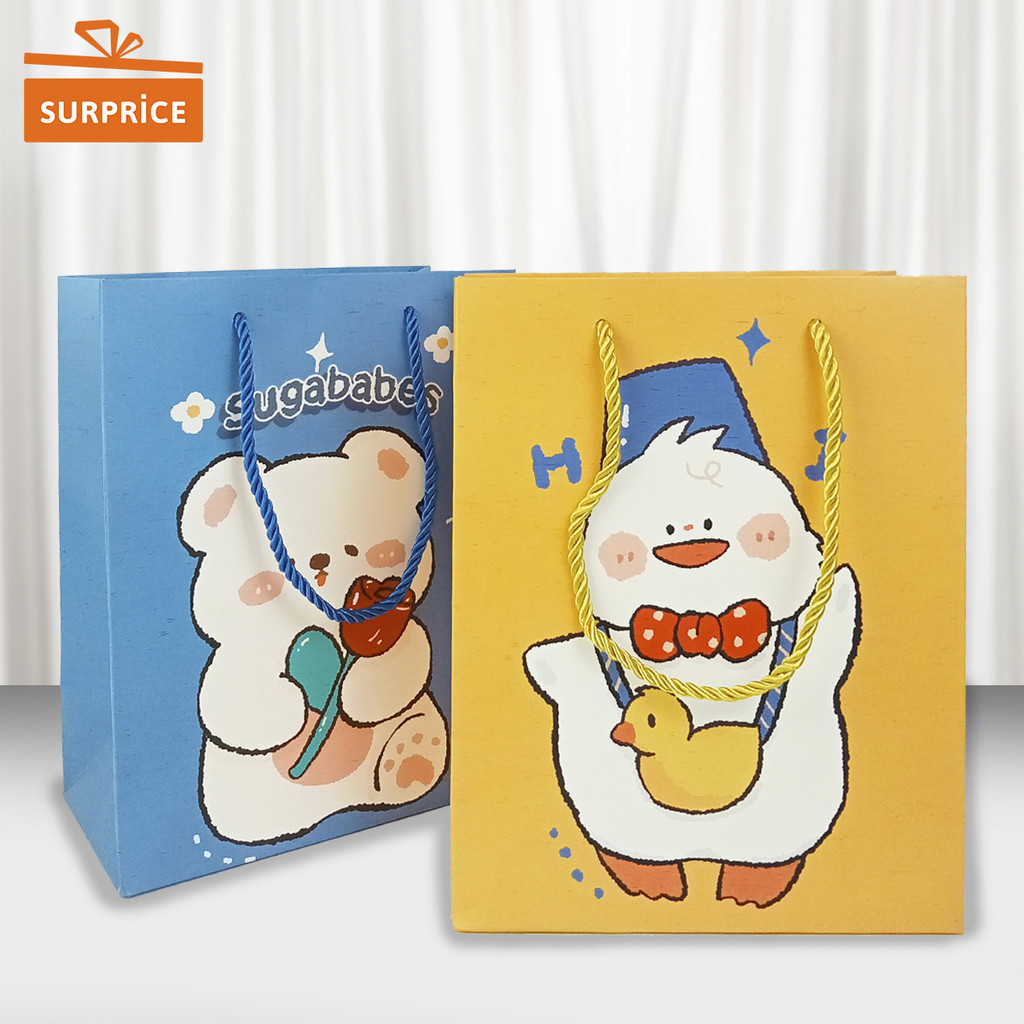 

Surprice Paperbag Tali Ukuran 18x23x10cm Motif Hewan Lucu / Goodie Bag / Tas Kado / Paperbag