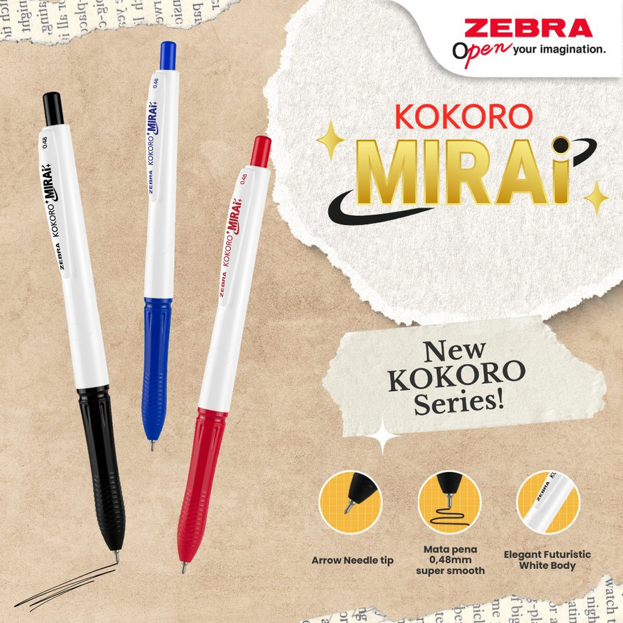 

[PROMO DISKON 50%] Zebra Gel Pen Kokoro Mirai Retractable Pulpen Super Smooth 0.48mm / SET 12 / LUSIN [PALING MURAH BISA COD]