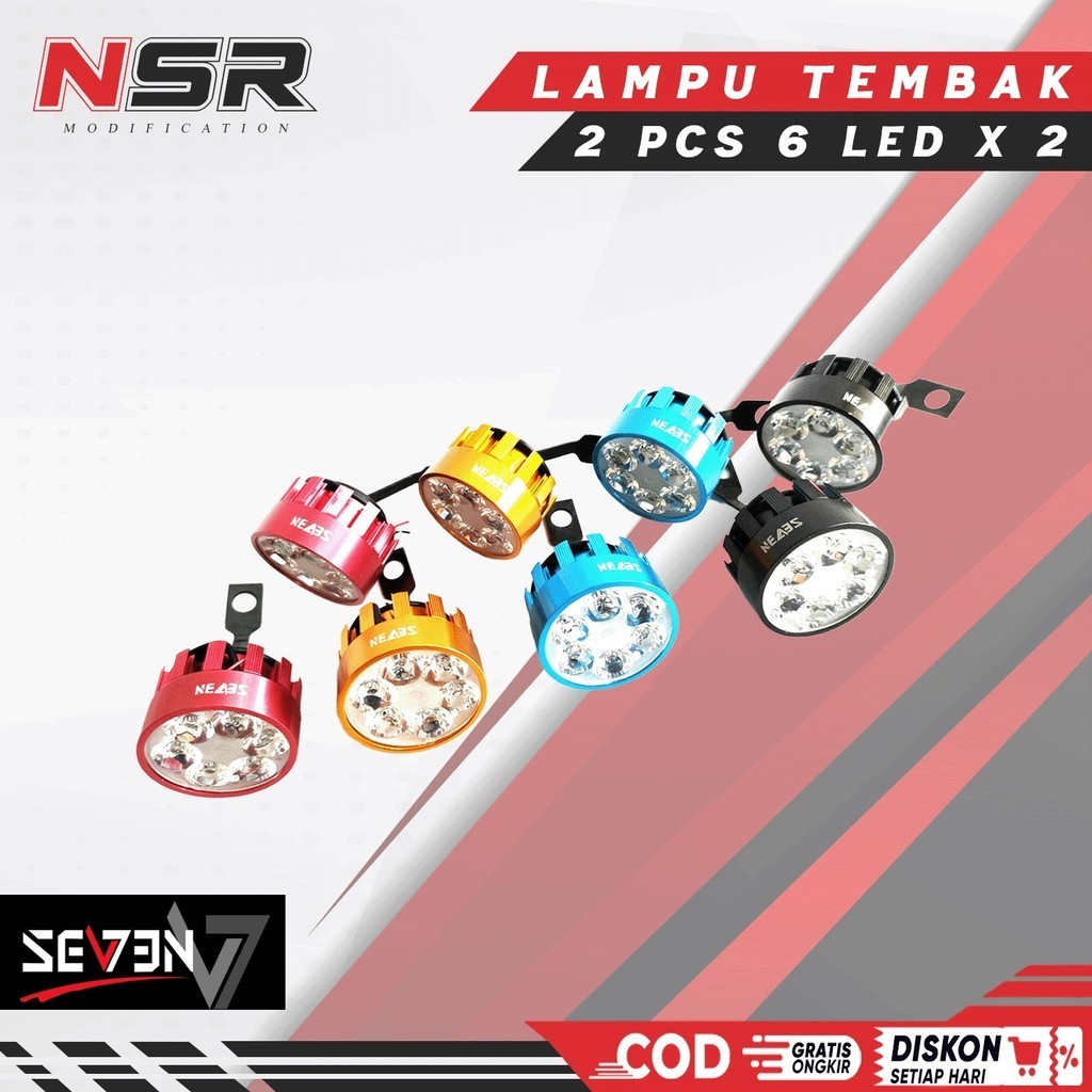 LAMPU TEMBAK CREE LED 6 MATA FLASH SD-61 SPION MOTOR UNIVERSAL
