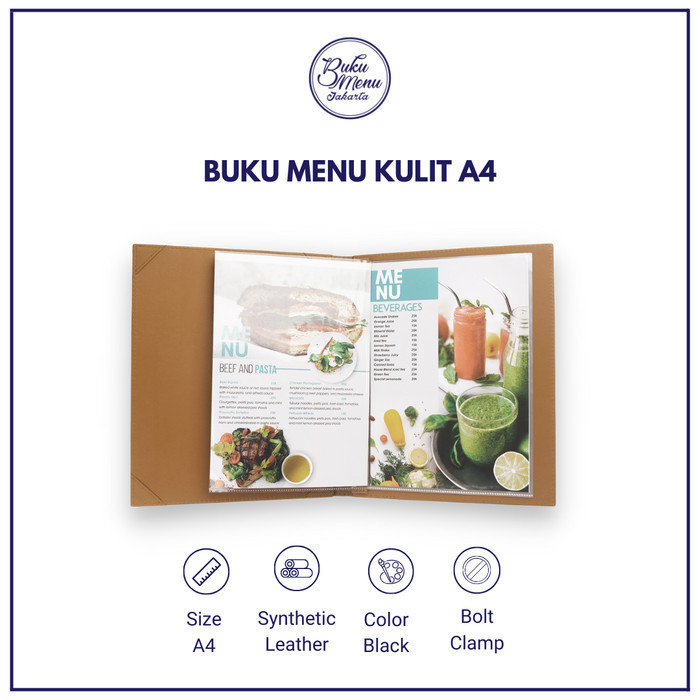 

PROMO!! -Buku menu Restoran kulit isi plastik - ready stock - Cafe - Coklat Tua 4