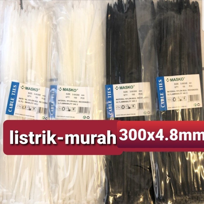 

PROMO!! -Masko Kabel Ties 4.8x300 mm 30cm Sabuk Kabel Tali Tis Cable Tebal - Hitam