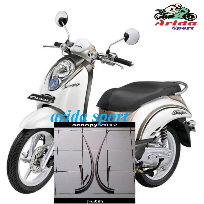 striping stiker  honda scoopy  karbu lama thn 2010 2011 2012 full putih gold motif striping original
