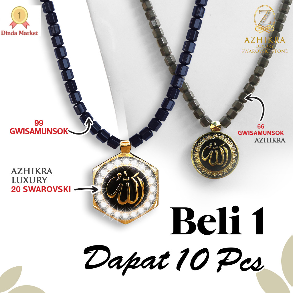 Kalung tasbeh kesehatan NEW AZHIKRA LUXURY SWAROVSKI 10 Pcs
