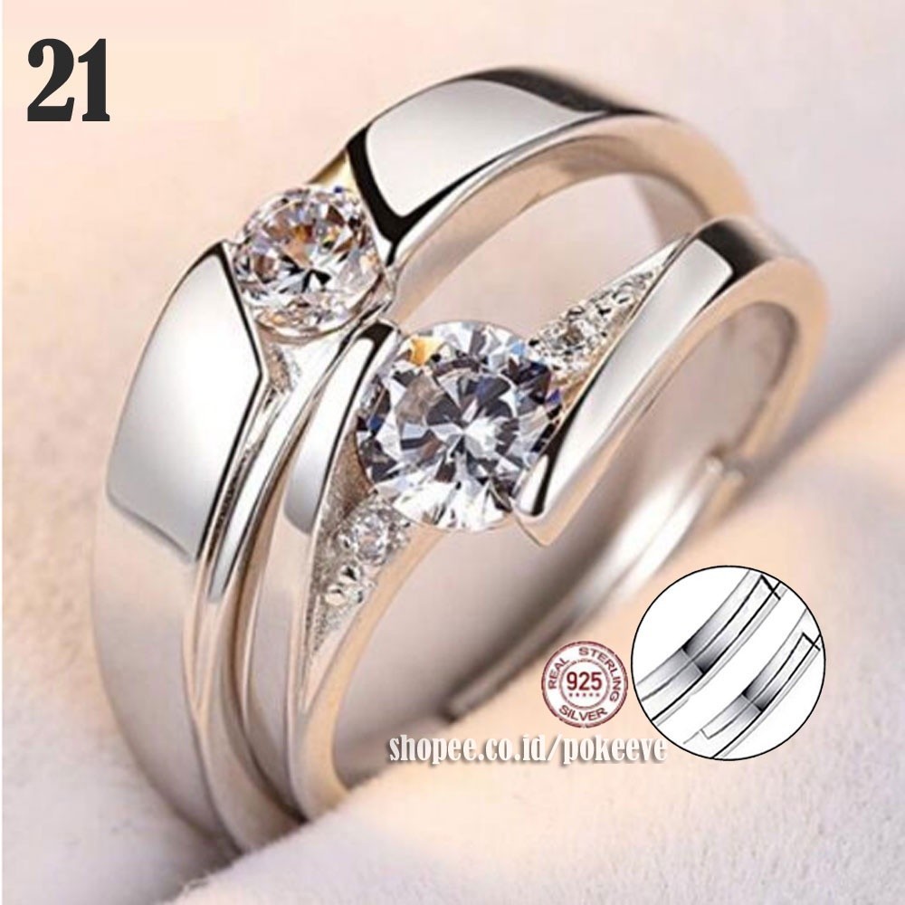 Cincin Couple/ Tunangan/ Kawin Perak Pasangan Pria/ Wanita Sterling Silver S925 Ring