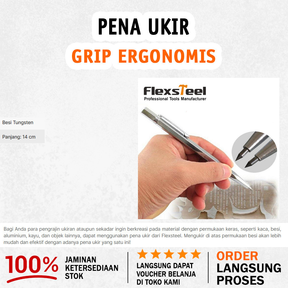 

Pena Ukir Metal Scriber Tungsten Carbide Tip - Warna { Silver }
