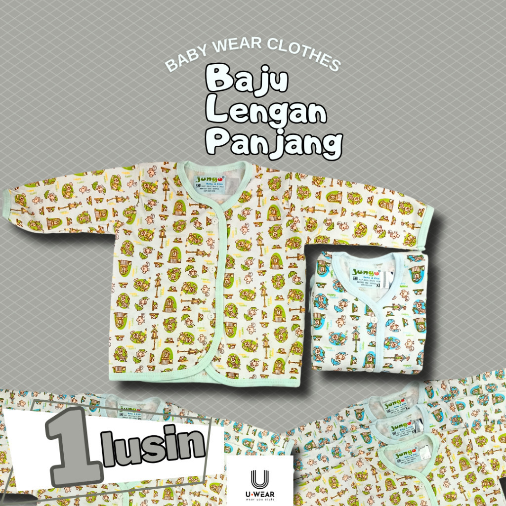 [1 Lusin] Baju Bayi Atasan Model Panjang Print Motif SNI