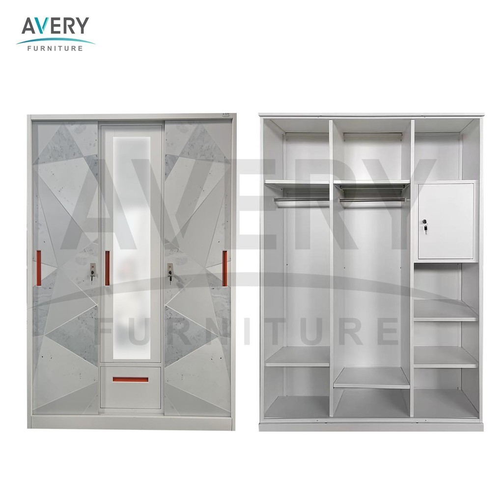 Avery - HM-SLSW 1200 - Lemari Pakaian 3 Pintu Besi Sliding
