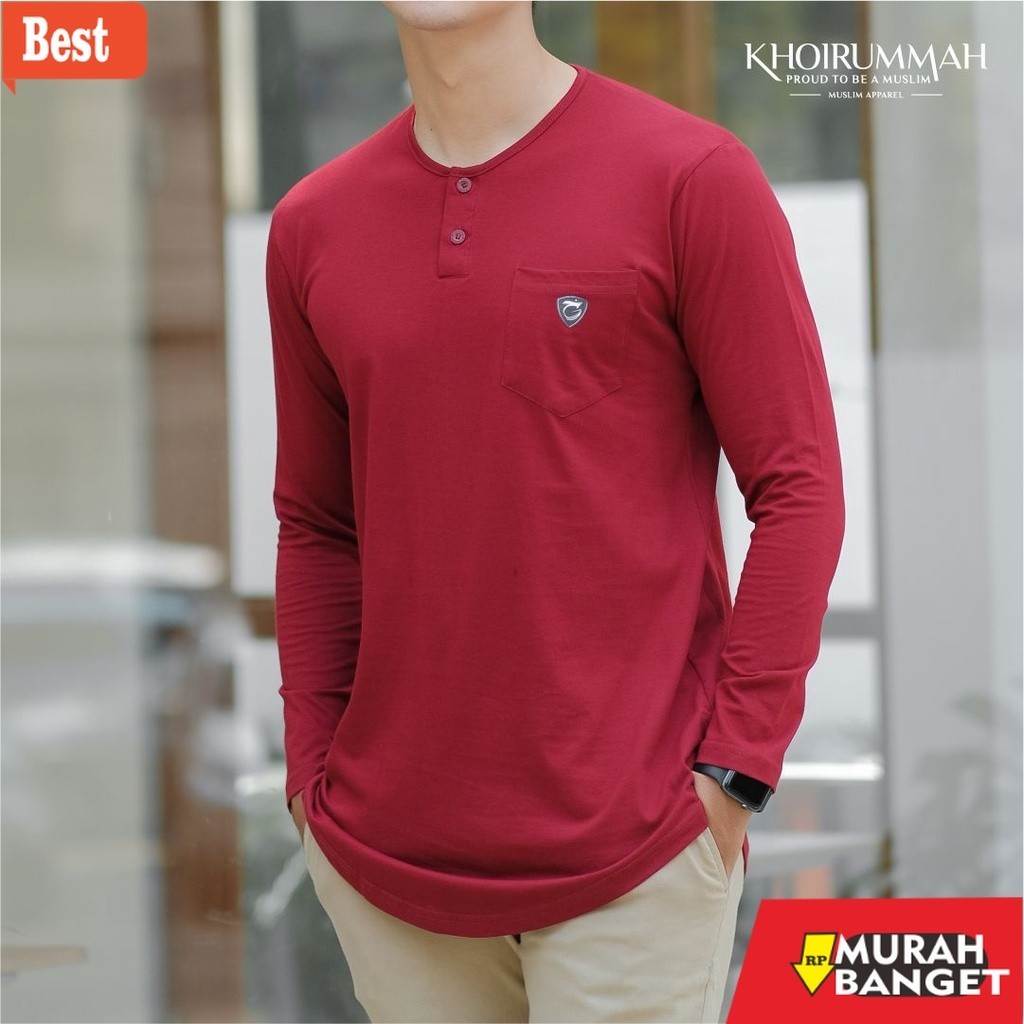 Baju muslim lengan panjang- KHOIRUMMAH Koko Kurta Arafah | Kaos koko Pria Dewasa | Kurta Polos Lenga