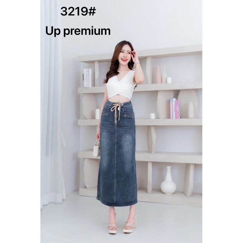 Rok Midi Wanita 3219 UP Premium Jeans Import Bangkok